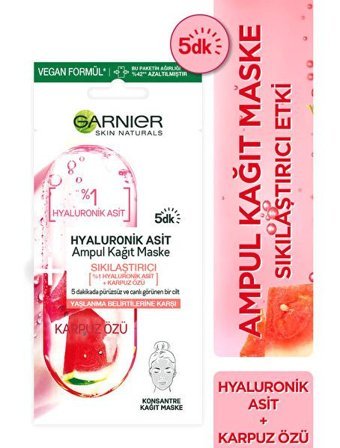 Garnier Tazeleyici Aloe Veralı Nemlendiricili Kağıt Yüz Maskesi 15 gr