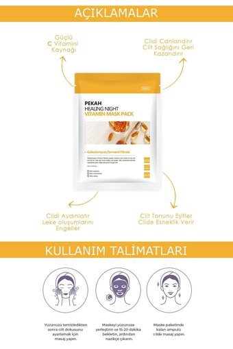 Pekah C Vitamini Ve 13 Bitki Özü İçeren Kağıt Yüz Maskesi 5x25 ml