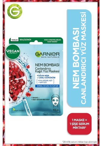 Garnier Canlandırıcı Nemlendiricili Kağıt Yüz Maskesi 3x28 gr