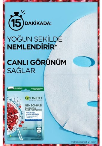 Garnier Canlandırıcı Nemlendiricili Kağıt Yüz Maskesi 3x28 gr