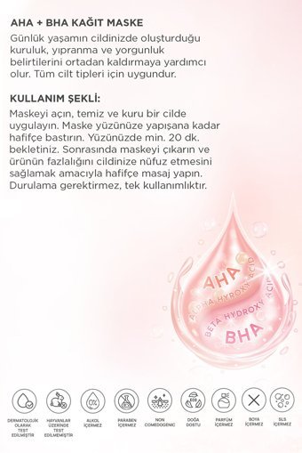 Derminix Aha + Bha Nemlendiricili Kağıt Yüz Maskesi 5 Adet