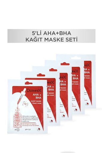 Derminix Aha + Bha Nemlendiricili Kağıt Yüz Maskesi 5 Adet