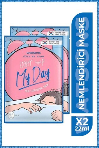 Watsons 7Days Light Up My Day Nemlendiricili Kağıt Yüz Maskesi 22 ml