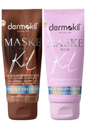 Dermokil Kahve Killi Nemlendiricili Jel Yüz Maskesi 2x75 ml + Leke Karşıtı Aydınlatıcı