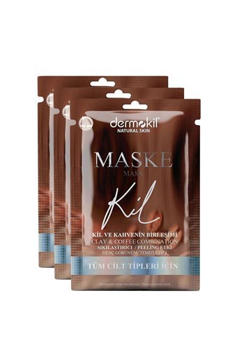 Dermokil Kahve Killi Nemlendiricili Kağıt Yüz Maskesi 3x15 ml