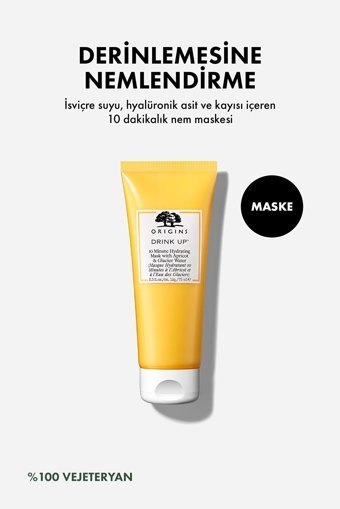 Origins Drink Up Kayısı Ve İsviçre Buzul Suyu İçerikli Nemlendiricili Krem Yüz Maskesi 75 ml
