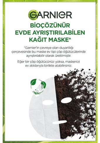 Garnier Skin Naturals Kömürlü Nemlendiricili Kağıt Yüz Maskesi 3 Adet