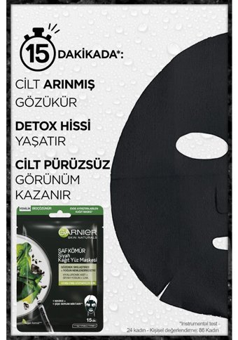 Garnier Skin Naturals Kömürlü Nemlendiricili Kağıt Yüz Maskesi 3 Adet