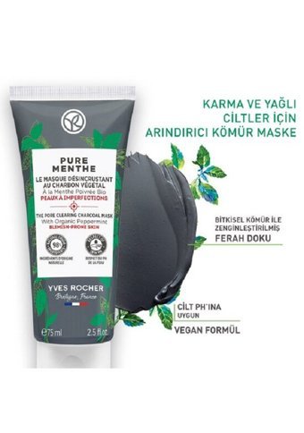 Yves Rocher Siyah Nokta Karşıtı Kömür Krem Yüz Maskesi 75 ml