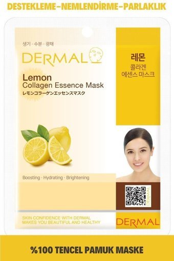 Dermal Aydınlatıcı, Destekleyici Limon Özlü Kollajen Nemlendiricili Kağıt Yüz Maskesi 23 gr