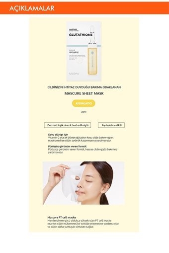 Missha Glutathione Nemlendiricili Soyulabilir Kağıt Yüz Maskesi