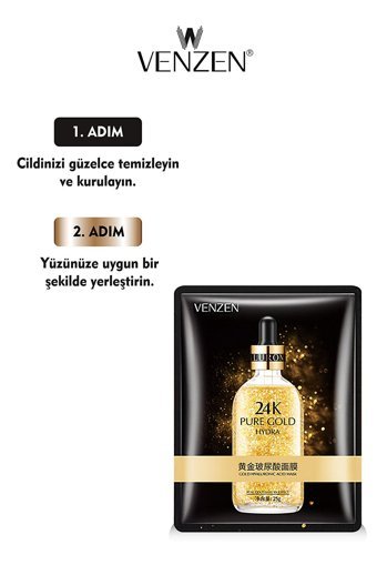 Venzen Altın Özlü Gözenek Sıkılaştırıcı Kağıt Yüz Maskesi 10x25 gr