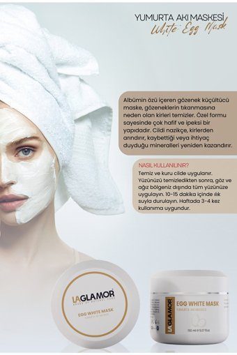Laglamor Gözenek Sıkılaştırıcı Yumurta Akı Killi Soyulabilir Toz Yüz Maskesi 150 ml