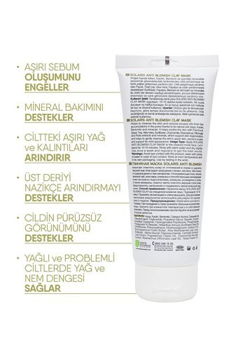 Solaris Yağlı Ve Lekeli Ciltler İçi Killi Nemlendiricili Krem Yüz Maskesi 2x100 ml