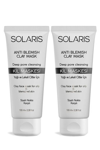 Solaris Yağlı Ve Lekeli Ciltler İçi Killi Nemlendiricili Krem Yüz Maskesi 2x100 ml