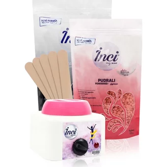 İnci 1+1 Boncuk Ağda Makinesi + 2xPudralı Kömür Boncuk Ağda + Spatula