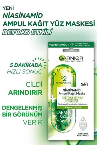 Garnier 3'ü 1 Arada Seti Nemlendiricili Kağıt Yüz Maskesi 9 Adet