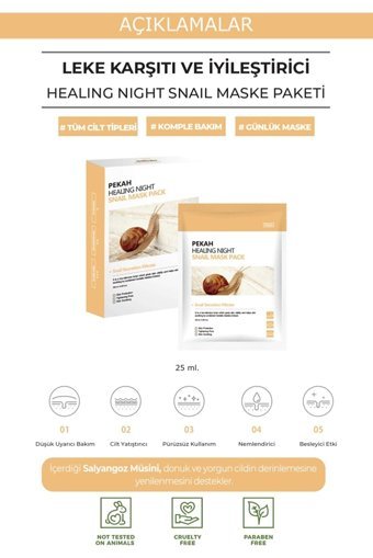 Pekah 16 Peptit Ve Snail Müsini İçeren Kağıt Yüz Maskesi 25 ml