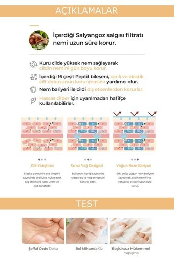 Pekah 16 Peptit Ve Snail Müsini İçeren Kağıt Yüz Maskesi 25 ml