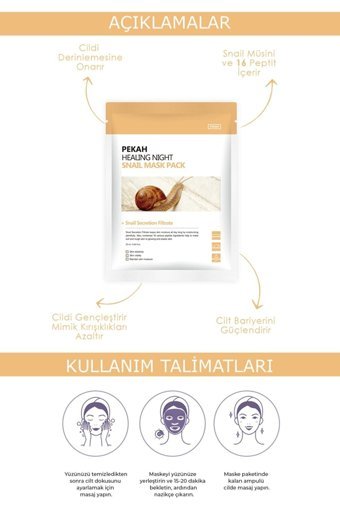 Pekah 16 Peptit Ve Snail Müsini İçeren Kağıt Yüz Maskesi 25 ml