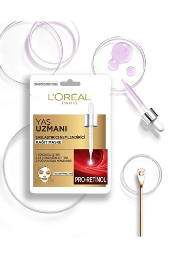 L'Oreal Paris Yaş Uzmanı Sıkılaştırıcı & Nemlendirici Nemlendiricili Kağıt Yüz Maskesi 3 Adet