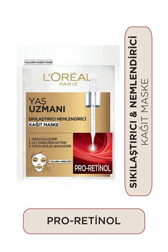 L'Oreal Paris Yaş Uzmanı Sıkılaştırıcı & Nemlendirici Nemlendiricili Kağıt Yüz Maskesi 3 Adet