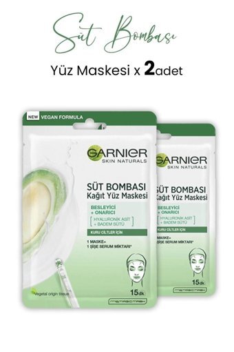 Garnier Süt Bombası Badem Sütü Nemlendiricili Kağıt Yüz Maskesi 2x28 gr