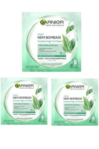 Garnier Nem Bombası Ferahlatıcı Nemlendiricili Kağıt Yüz Maskesi 3x32 gr