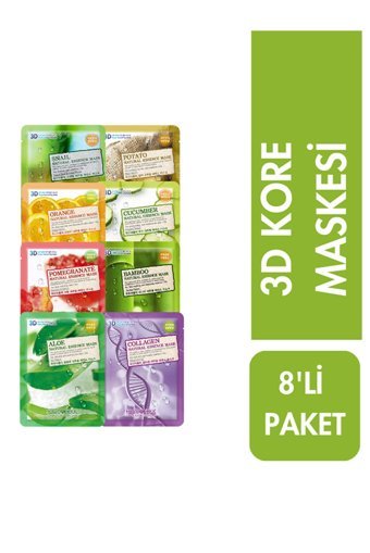 Foodaholıc 3D Kore Nemlendiricili Kağıt Yüz Maskesi 8 Adet