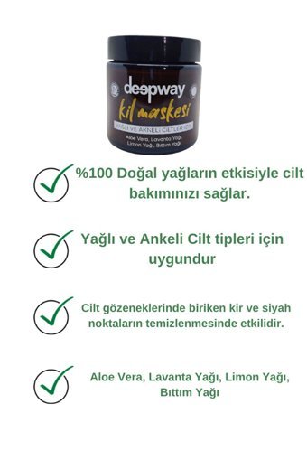 Deep Way Yağlı Ve Akneli Ciltler Için Killi Nemlendiricili Krem Yüz Maskesi 100 ml