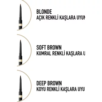 Max Factor Eks Ticaret Max Factor Brow Shaper Kaş Kalemi 30 Deep Brown Asansörlü Çift Taraflı Fırçalı İnce Uçlu Kaş Kalemi Kahverengi
