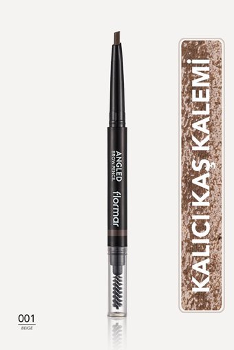Flormar Angled Asansörlü Çift Taraflı Fırçalı İnce Uçlu Suya Dayanıklı Kaş Kalemi Kahverengi