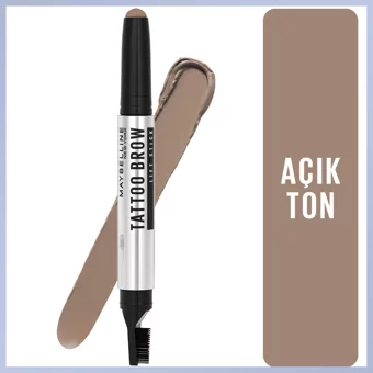 Maybelline New York Tattoo Brow Lift Stick 01 Blonde Asansörlü Çift Taraflı Fırçalı Kalın Uçlu Kaş Kalemi Sedefli Kahve