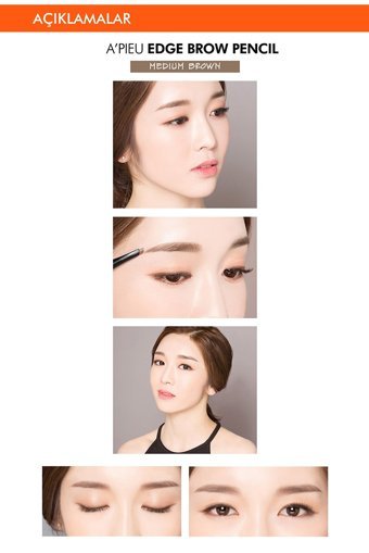 Missha A'Pıeu Edge Brow Pencil Medium Brown Asansörlü Çift Taraflı Fırçalı İnce Uçlu Kaş Kalemi Kahverengi