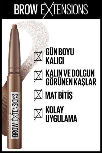 Maybelline New York Brow Extensions Kaş Kalemi-04 Asansörlü Kalın Uçlu Kaş Kalemi Kahverengi