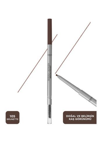 L'Oreal Paris No:105 Asansörlü Çift Taraflı Fırçalı İnce Uçlu Suya Dayanıklı Kaş Kalemi Kahverengi