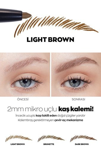 Avon Micro Fine L Asansörlü Mikro Suya Dayanıklı Kaş Kalemi Açık Kahverengi