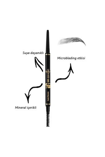 Snncosmetics Noir Gun Asansörlü Çift Taraflı Fırçalı İnce Uçlu Suya Dayanıklı Kaş Kalemi Kahverengi