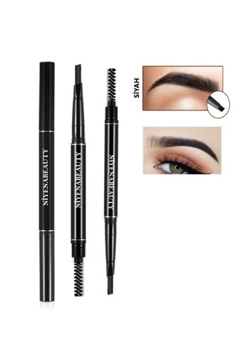 Niyenabeauty Asansörlü Fırçalı Kalın Uçlu Suya Dayanıklı Kaş Kalemi Siyah