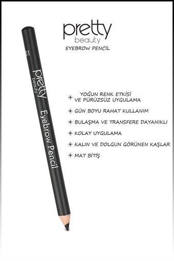 Pretty Beauty No:201 Fırçalı Kalın Uçlu Suya Dayanıklı Kaş Kalemi Siyah