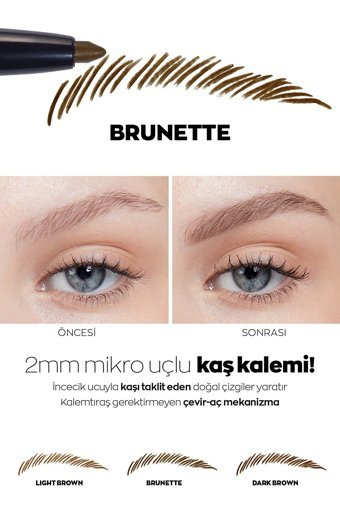Avon Micro Fine Brunette Asansörlü Mikro Suya Dayanıklı Kaş Kalemi Kahverengi