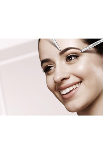 L'Oreal Paris Aydınlatıcı 108 Warm Brunett Asansörlü Çift Taraflı İnce Uçlu Suya Dayanıklı Kaş Kalemi Kahverengi