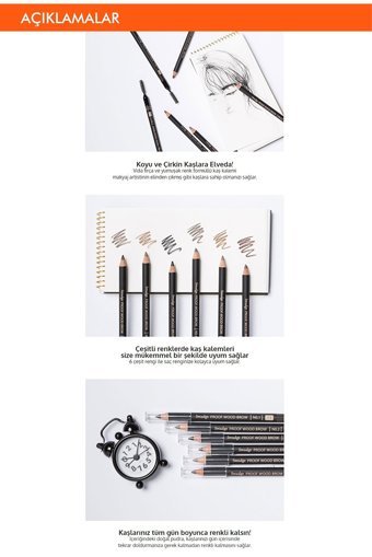 Missha Smudge Proof Wood Brow Çift Taraflı Fırçalı Kalın Uçlu Suya Dayanıklı Kaş Kalemi Siyah