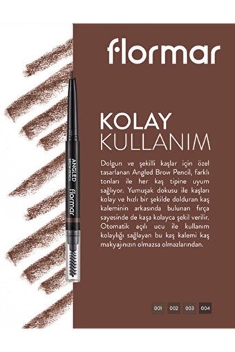 Flormar No:03 Çift Taraflı Fırçalı Kalın Uçlu Suya Dayanıklı Kaş Kalemi Kahverengi
