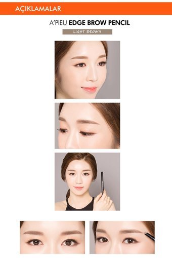 Missha A'Pıeu Edge Brow Pencil Light Brown Asansörlü Çift Taraflı Fırçalı İnce Uçlu Kaş Kalemi Açık Kahverengi