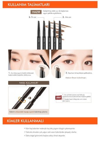 Missha A'Pıeu Edge Asansörlü Çift Taraflı Fırçalı İnce Uçlu Kaş Kalemi Kahverengi