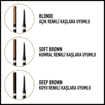Max Factor Brow Shaper Brown 20 Asansörlü Çift Taraflı Fırçalı İnce Uçlu Kaş Kalemi Kahverengi