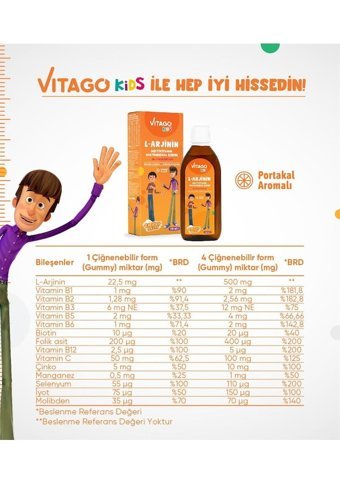 Vitago Multivitamin Portakallı Çocuk Vitamin 2x150 ml