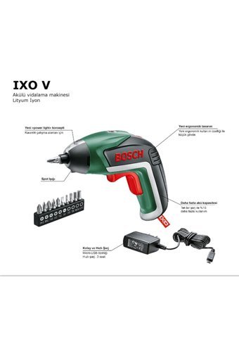 Bosch IXO V 3.6 V 1.5 Ah Akülü Vidalama Makinesi + 32 Parça Vidalama Ucu