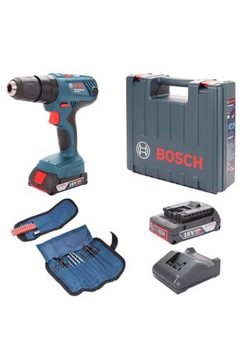 Bosch GSB 180-Li 18 V 2.0 Ah Kömürsüz Darbeli Akülü Vidalama Makinesi + 2 Adet Batarya ve Vida Ucu Seti